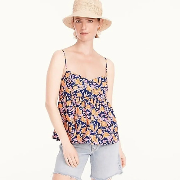 J.Crew Flowy cotton poplin camisole in painted block print - Picture 4 of 13